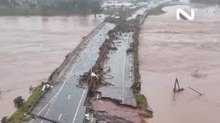 Balsa atinge ponte e rio Taquari alaga grande área veja imagens das cheias no RS [upl. by Itra625]