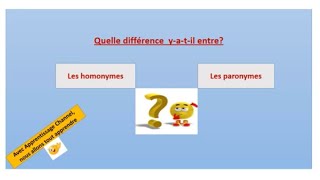 Les homonymes et les paronymes [upl. by Ennaihs805]