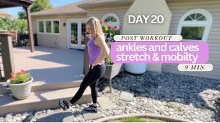 DAY 20  Quick and Easy Stretch for Ankles and Calves Stretching and Mobility Challenge  9 Minutes [upl. by Ahsinak]