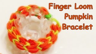 Finger Loom Pumpkin Bracelet made with Loom bands Rainbow Loom Bracelet Halloween [upl. by Edas]