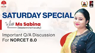 Saturday Special Live QampA Session with Ms Sabina  NORCET 80 Preparation [upl. by Zsazsa995]