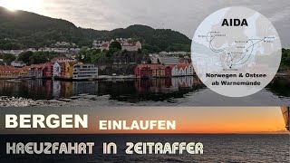 Bergen  Norwegen  Einfahrt und Einlaufen  Anlegen  AIDA Kreuzfahrt in Zeitraffer [upl. by Lore]