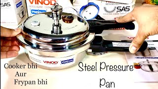 VINOD Triply Steel Pressure Pan 2L  Triply cooker  SAS Metal l Take Abroad Stainless Steel cooker [upl. by Ahsimaj717]