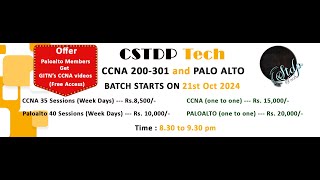 PALOALTO and CCNA BATCH STARTS on OCT 21st  CSTDP Tech [upl. by Anomis]