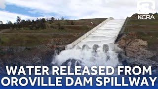 Lake Oroville water released from main spillway for first time in 4 years [upl. by Drannel]