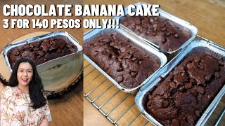 No Oven Chocolate Banana Cake 3 for 140 Pesos only  with Costing [upl. by Annasus]