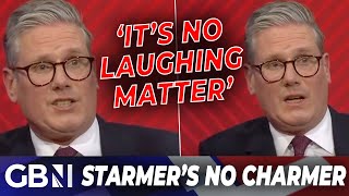 WATCH Keir Starmer SNAPS at audience for LAUGHING at his Dad was a toolmaker line [upl. by Ahsina]