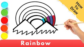 Easy Rainbow Drawing Painting and Colouring For Kids and Toddlers Kids Art and Learning [upl. by Vinna]