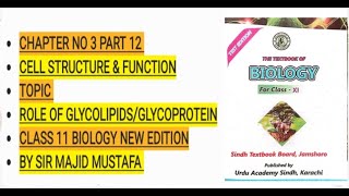 Glycolipids amp Glycoprotein  Ch 3  Part 12  Cell Structure And Function video biology [upl. by Taimi88]