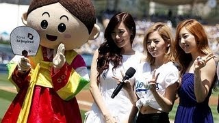 Video 130729 SNSD Taeyeon Tiffany and Sunny at LA Dodgers Stadium [upl. by Einnal]