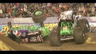 2 GRAVE DIGGERS WHAT FLIP and CRASH Tampa FL 2014 FREESTYLE CRAZY AWSOME [upl. by Marduk]