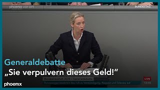 Alice Weidel zur Generaldebatte zum Bundeshaushalt 2024 am 310124 [upl. by Darrill909]