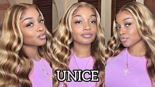 HONEY BLONDE GLUELESS WIG 😍 ft UNICE [upl. by Jamison]