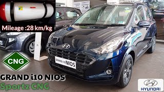 2021 Grand i10 Nios CNG detailed ReviewSportz CNGSpecificationsFeaturesPrices [upl. by Adigirb]