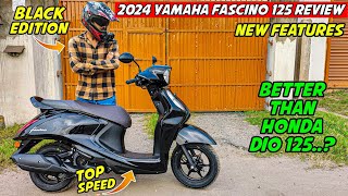 All New 2024 Yamaha Fascino 125 Black Edition Review  Top Speed  Lightest Scooter in segment 🔥 [upl. by Sidalg]