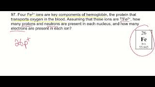 97  how many protons neutrons and electrons are in Fe2 cations [upl. by Elysee]