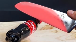 EXPERIMENT Glowing 1000 degree KNIFE VS COCA COLA [upl. by Yrellih]