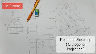 How to draw Free hand sketching neatly  Orthographic Projection  Engineering Graphics  Tamil [upl. by Sosthina460]