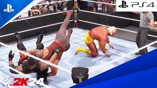 WWE 2K24  Roman 15 Vs Hogan Vs MVP Vs Taker  KO ELIMINATION FATAL 4 WAY MATCH  PS4™ [upl. by Ahsiatal509]