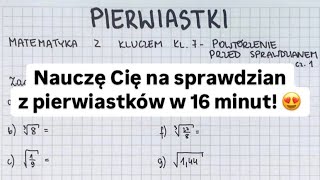 Pierwiastki  kl 7  Matematyka Z Kluczem  najlepsze przygotowanie na sprawdzian 🙌 🤩 [upl. by Bullard68]