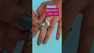 New designer green stone silver bridal peacock ring with 69 discountjewellery shortsfeed ring [upl. by Atinaw]