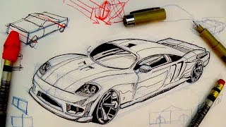 Pen amp Ink Drawing Tutorials  How to draw a car [upl. by Iblehs400]