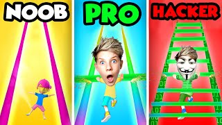 Can We Go NOOB vs PRO vs HACKER In ROOF RAILS MAX LEVEL Prezley [upl. by Igiul659]