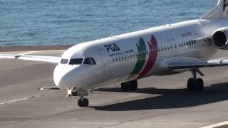 Aeroporto Madeira Descolagem Portugália Airlines PGA Fokker100 [upl. by Aiket]