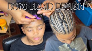 How To Boys Braid Design On 4c Natural Hair  He’s Back With The Braids [upl. by Enhpad300]