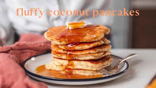 Easy Vegan Coconut Pancakes  Breakfast Recipe [upl. by Zuliram738]