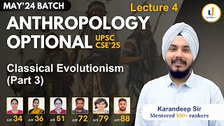 🔴 Lecture 4 Classical Evolutionism Part 3  Anthropology Optional UPSC 2025 🔥 Karandeep Sir [upl. by Greggory]