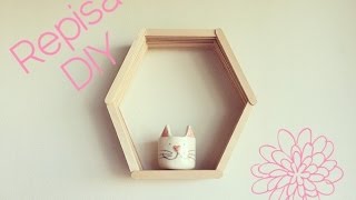 REPISA CON PALITOS DE HELADO  DIY HEXAGON SHELF WITH POPSICLE STICKS [upl. by Claire]