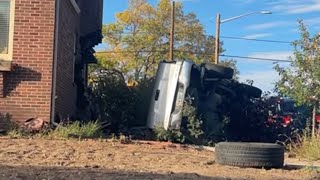 Vehicle versus house rollover [upl. by Roseanne]