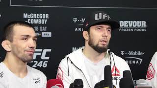 Askar Askarov UFC 246 PostFight Scrum [upl. by Tenrag]