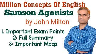 Samson Agonistes By John Milton । Full Knowledge With Important Mcqs । Summary Of Samson Agonistes [upl. by Constantia]