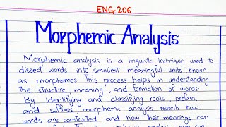 Morphemic Analysis ENG206 4thsememster pu [upl. by Etnoek]