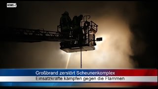 03102015 HBN Großbrand zerstört Scheunenkomplex [upl. by Ymrots295]