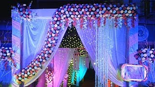 Wedding Welcome Gate Decoration with Multicolour Artificial Flowers amp Garlands in a Banquet Hall [upl. by Adallard196]