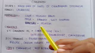 Cinnamon in pharmacognosy  cinnamomum zeylanicum  uses of cinnamon  morphology of cinnamon [upl. by Wilhelmina]