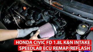 Honda Civic FD 18L KampN Intake Installation and SpeedLab ECU Remap [upl. by Siblee]