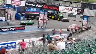 Seat Ibiza TDI 300hp Vs Jaguar etype big bracket drag car at Santa Pod Raceway [upl. by Aracot]