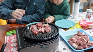 居家抗疫加拿大3：烤牛肉，IWATANI Smokeless Korean barbecue grill [upl. by Akimert]