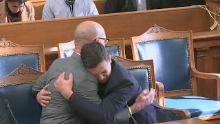 Kyle Rittenhouse reacts to not guilty verdict [upl. by Enneire]