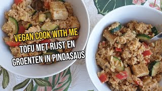 VEGAN COOKWITHME 👩‍🍳 gerecht met rijst tofu en groenten in pindasaus 🌿  Tofu op een nieuwe manier [upl. by Ahsatam909]