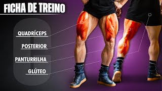 Montando um TREINO C de COXA  POSTERIOR e PANTURRILHA Todos Exercícios  nº de Séries [upl. by Ashelman]