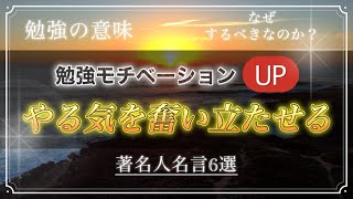 【勉強モチべ】なぜ勉強するべきなのか？やる気を奮い立たせる著名人名言6選 勉強 勉強のモチベ 名言 受験 寝ながら聞ける [upl. by Cila511]