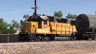 Union Pacific 1047 switches cars at Brenntag chemical in Chandler Az [upl. by Ayahs]