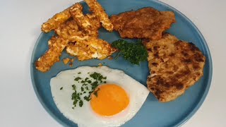 Keto Schnitzel mit Feta Sticks und Ei Low Carb Rezept Diät abnehmen Protein [upl. by Lilybel863]