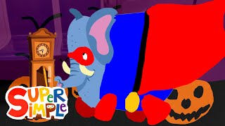 Hickory Dickory Dock Halloween with Superhero Elephant 🕰️🦸🐘🎃  Super Simple Songs [upl. by Afnin]