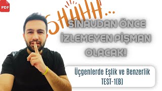 Dört Dörtlük Matematik  Üçgende Eşlik ve Benzerlik Test1B PDF [upl. by Glennis]